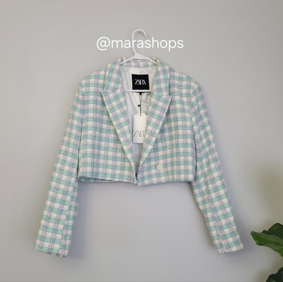 Zara Textured Cropped Blazer - Picture 3 of 9